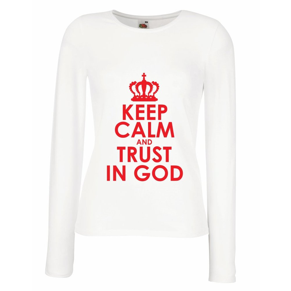 lepni.me Women's T Shirt Trust in God Jesus Christ Loves You Christian Clothing (XL White Red)