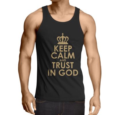 lepni.me Men's Tank Top Trust in God Jesus Christ Loves You Christian Clothing (XX-Large Black Gold)