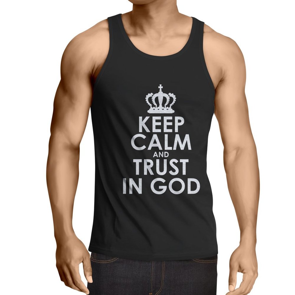 lepni.me Men's Tank Top Trust in God Jesus Christ Loves You Christian Clothing (X-Large Black White)