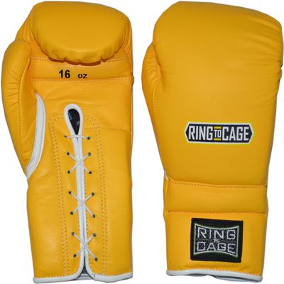 Japanese-Style Training Boxing Gloves 2.0- Hook&Loop or Lace Up - 12oz, 14oz, 16oz, 18oz - 9 Colors to Choose (Yellow, 12oz Lace-up)