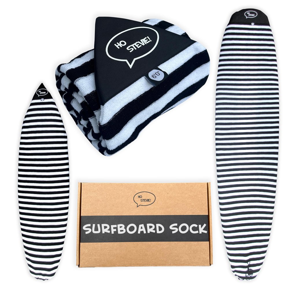 Ho Stevie! Surfboard Sock Cover - Light Protective Bag for your Surf Board (Black/White, 7'0")