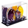 Better Display Cases Acrylic Double Mini - Miniature (not Full Size) Football Helmet or Mini Goalie Mask Display Case with Mirror Case, Silver Risers and Black Base (A019-SR) view 1