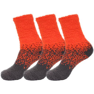 BambooMN Extra Large Super Soft Warm Cozy Fuzzy Gradient Socks - 06 Campfire - 3 prs