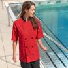 Uncommon Threads Unisex Havana Chef Coat Ss Mesh Blk Trm, Red, Small view 3