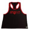 Black Tank Top with Red Trim with American Muscle view 1