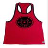 Red Tank Top with Black Trim with 45LB.Plate Design in Black view 1