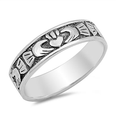 CloseoutWarehouse 925 Sterling Silver Eternity Claddagh Band Ring Size 8