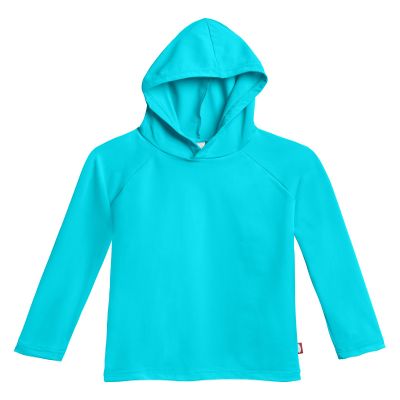 City Threads Hooded Rash Guard for Boys and Girls SPF 50+, Long Sleeve Swim Shirt, Made in The USA (Turquoise, 6-9 Months)