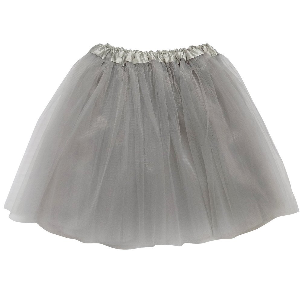 So Sydney Adult Teen 3 Layer Tutu Skirt - Princess Costume Ballet Party Dance Race Outfit (Silver (Gray)),One Size