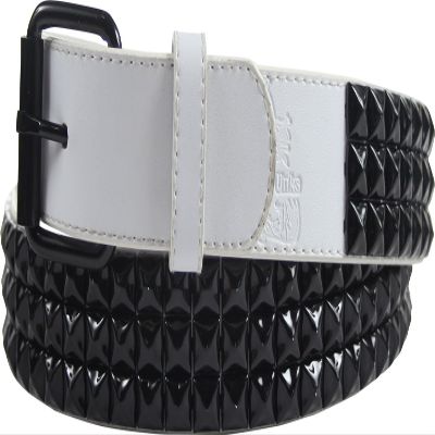 BodyPUNKS Brown 3 row pyramid studded leather belt W/black studs, Youth Medium (Waist 19-23)