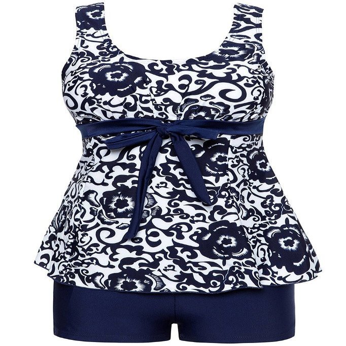 Labelar One Piece Swimsuits with Shorts Bottom Printed