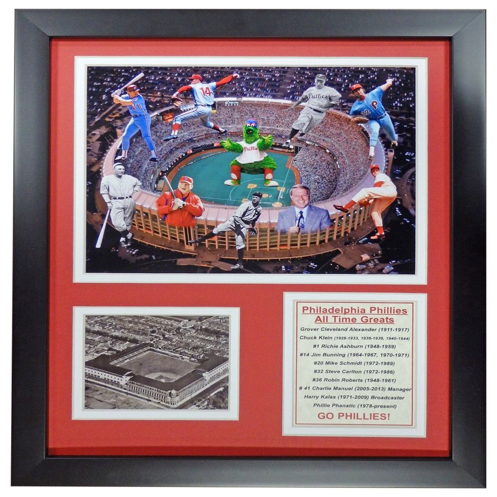 Legends Never Die MLB Philadelphia Phillies All-Time Greats Framed Photo Collage, 12" x 15"