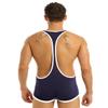 FEESHOW Men's Suspender Singlet Bulge Pouch Leotard Bodysuit Underwear Briefs (Blue, XL) view 3