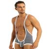 FEESHOW Men's Suspender Singlet Bulge Pouch Leotard Bodysuit Underwear Briefs (Gray, XL) view 2
