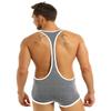 FEESHOW Men's Suspender Singlet Bulge Pouch Leotard Bodysuit Underwear Briefs (Gray, XL) view 3