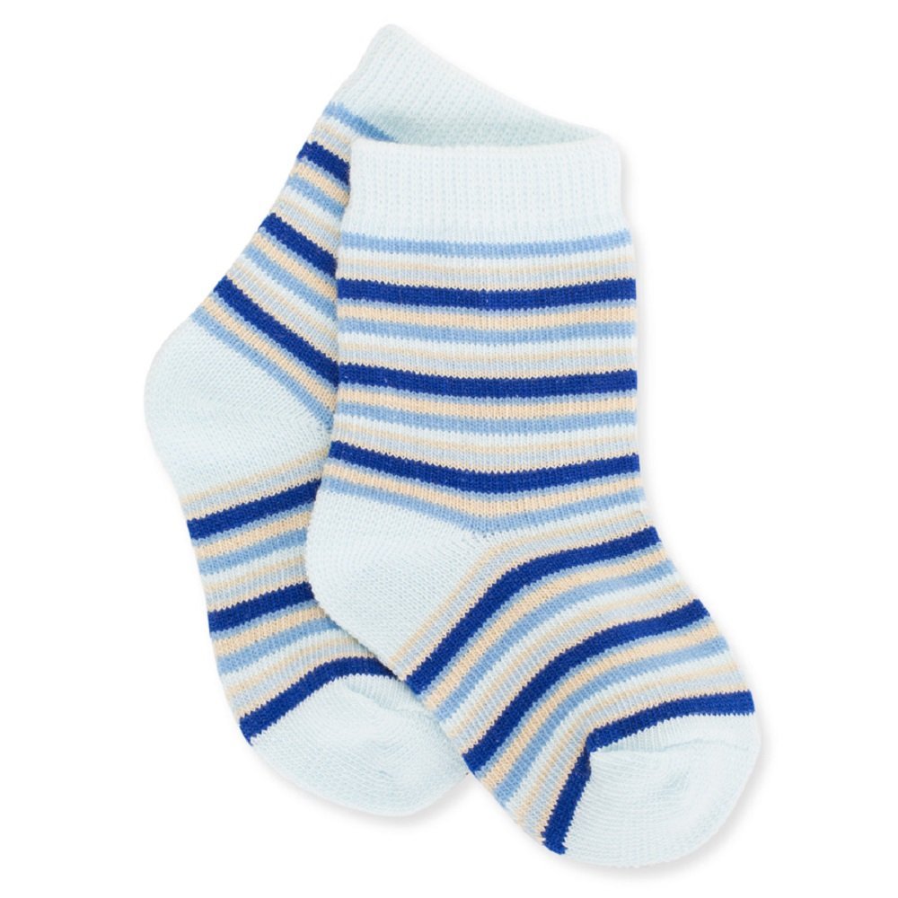 K&K Baby Light Blue/Navy/Cream Striped Socks