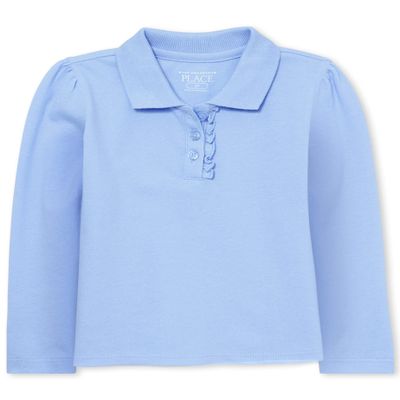 The Children's Place Baby Girls and Toddler Girls Long Sleeve Ruffle Pique Polo, Daybreak, 5T