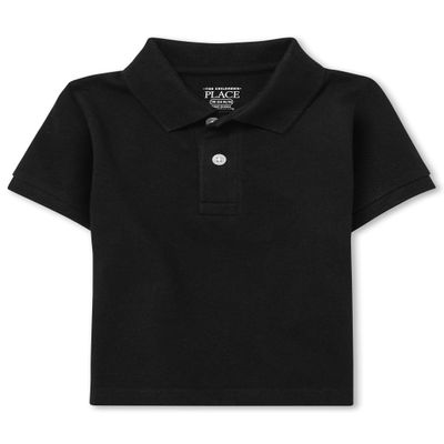 The Children's Place Baby Boys and Toddler Boys Short Sleeve Pique Polo, Black, 12-18 MONTHS
