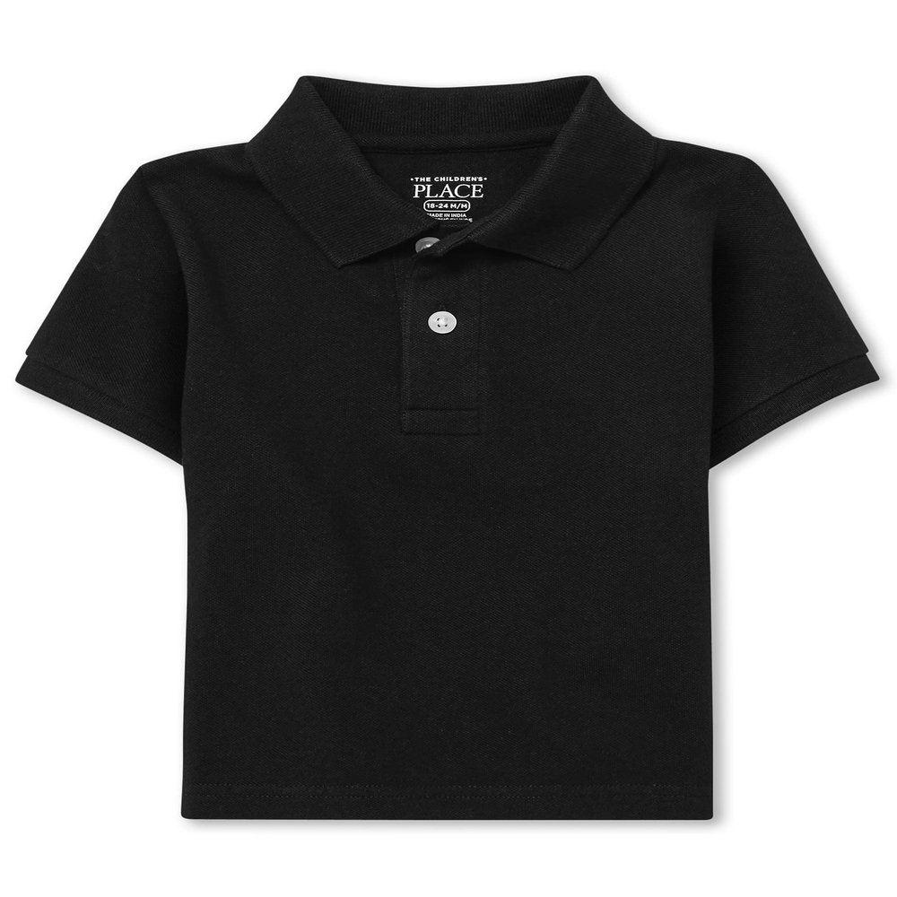 The Children's Place Baby Boys and Toddler Boys Short Sleeve Pique Polo, Black, 12-18 MONTHS