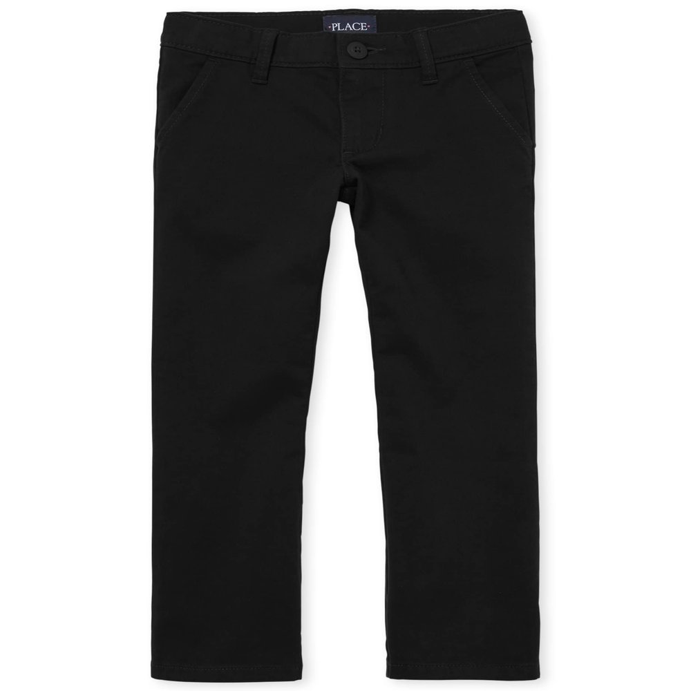 The Children's Place Girls' Uniform Bootcut Chino Pants Black 4 plus