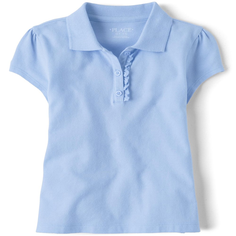 The Children's Place Girls Short Sleeve Ruffle Pique Polo,Daybreak Single,S (5/6)