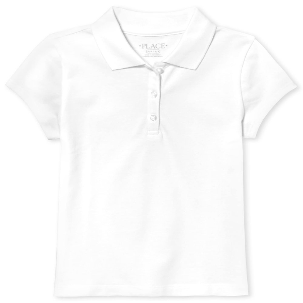 The Children's Place Girl's Short Sleeve Pique Polo, White, X-Large