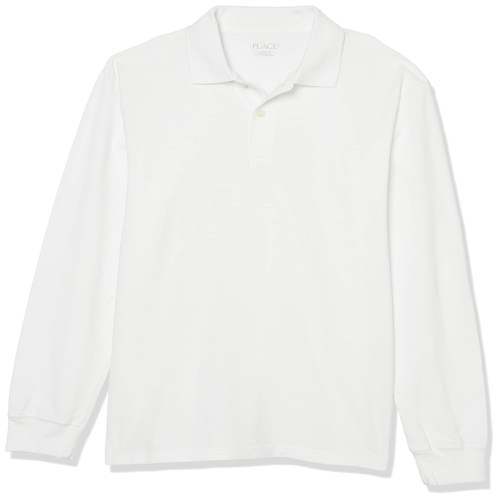 The Children's Place boys And Toddler Long Sleeve Pique School Uniform Polo Shirt, White Single, 18-24 Months US