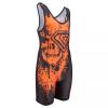 KO Sports Gear Unisex Wrestling Singlet for Adult Wrestlers - Wrestling Singlet for Men & Women - Bold Durable Uniform, Stretchy Breathable Material - Orange Skull, Adult X-Small view 2
