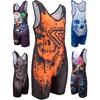 KO Sports Gear Unisex Wrestling Singlet for Adult Wrestlers - Wrestling Singlet for Men & Women - Bold Durable Uniform, Stretchy Breathable Material - Orange Skull, Adult Large view 1