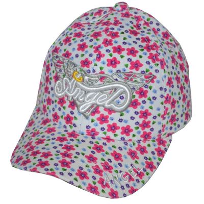 SOSO Girl's Angel Baseball Cap with Flowers White Pink