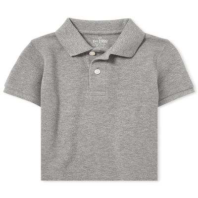 The Children's Place Baby Boys and Toddler Boys Short Sleeve Pique Polo, Smoke, 12-18 MONTHS