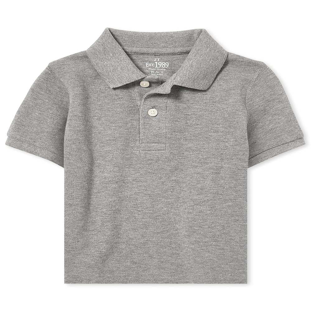 The Children's Place Baby Boys and Toddler Boys Short Sleeve Pique Polo, Smoke, 12-18 MONTHS