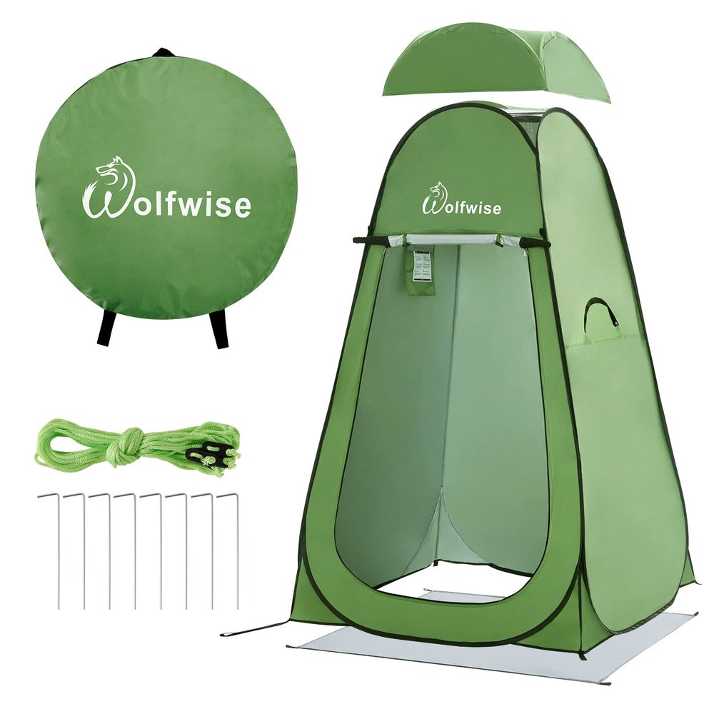 WolfWise Pop Up Changing Tent for Beach, Camping Portable Shower Tents, Outdoor Privacy Bathroom, Change Dressing Clothes Tent Pop Up Instant for Camp, Toilet, 6.2ft High, Green