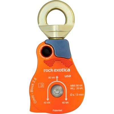 Rock Exotica Omni-Block 2.6" Single Swivel Pulley High-Strength Swivel Pulley with Sideplate Access for Rigging Made in The USA