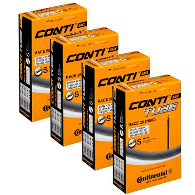Continental 4 x Bike Inner Tube Race 28 700 20 25 Presta 80mm Cycle Valve, Black