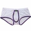 FEESHOW Men's Soft Sheer Mesh Boxer Briefs Shorts Underwear Lingerie Panties (White, M) view 1