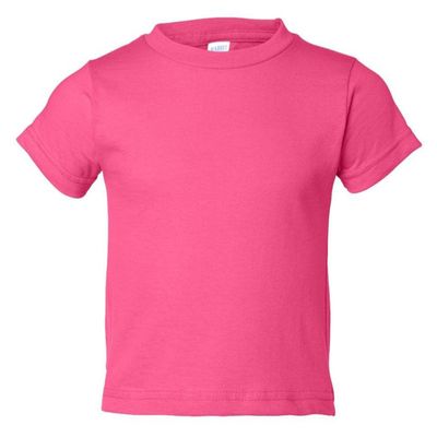 RABBIT SKINS Infant Comfort Ribbed Crewneck Jersey T-Shirt, HOT Pink, 6 Months