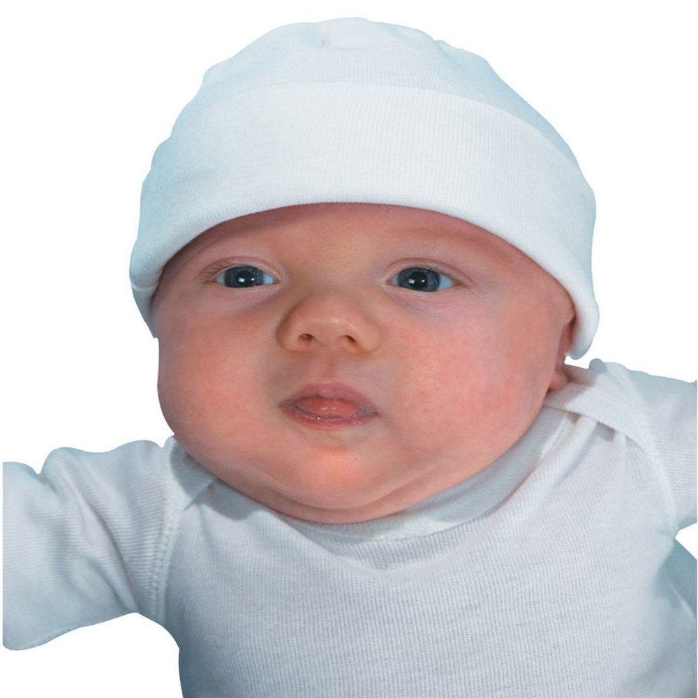 Rabbit Skins Infant Combed Ring Spun Rib Knit Cap, WHITE, One Size