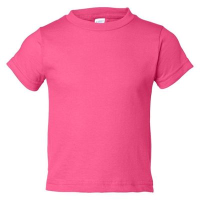 RABBIT SKINS Infant Comfort Ribbed Crewneck Jersey T-Shirt, HOT Pink, 24 Months