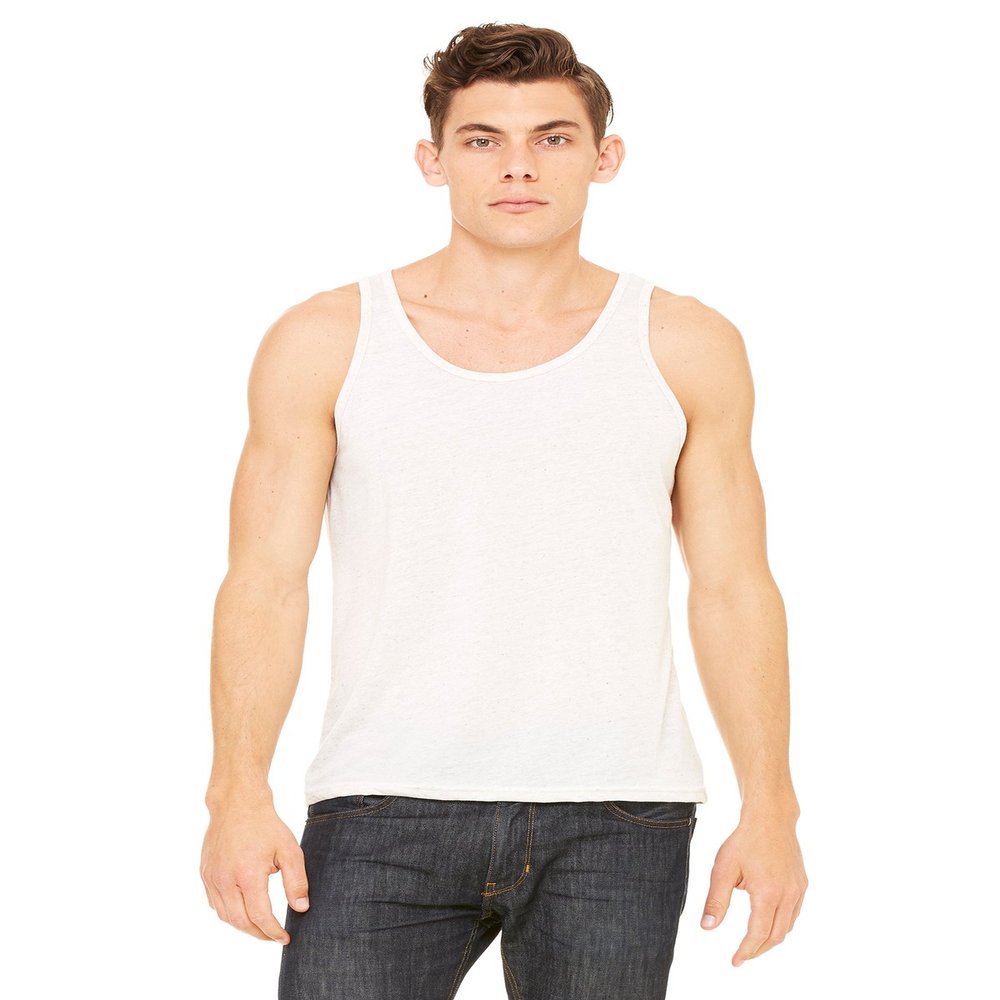 Bella Canvas Blend Comfort Scoop-Neck Jersey Tank Top, Oatmeal Triblend, Medium