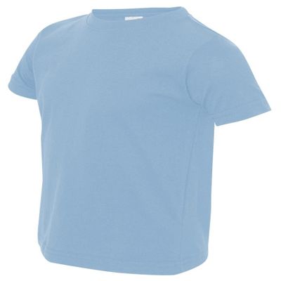 Rabbit Skins Toddler Fine Jersey Ribbed Collar T-Shirt, Light Blue, 4T