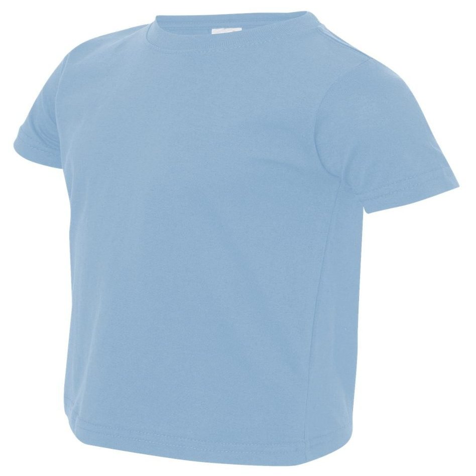 Rabbit Skins Toddler Fine Jersey Ribbed Collar T-Shirt, Light Blue, 4T