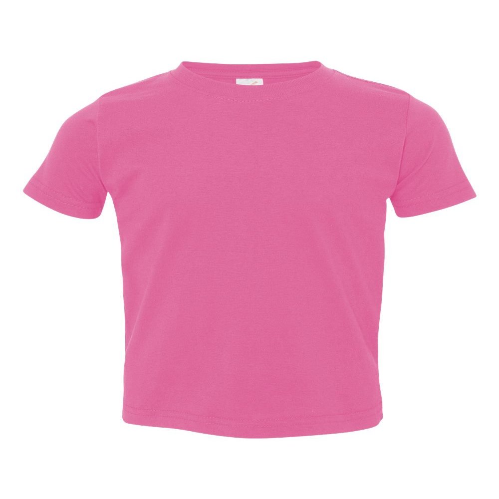Rabbit Skins Toddler Fine Jersey Ribbed Collar T-Shirt, Raspberry, 2T