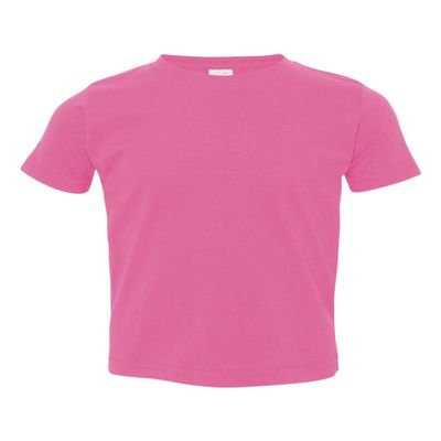 Rabbit Skins Toddler Fine Jersey Ribbed Collar T-Shirt, Raspberry, 3T