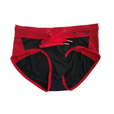 BRAVE PERSON Men's Sexy Color Matching Beach Swimwear Sport Shorts Swim Briefs B1135 (XL, Black)