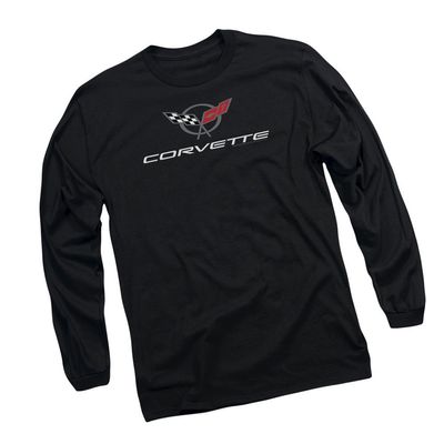 Chevrolet Corvette Modern Emblem Adult Long-Sleeve T-Shirt, X-Large Black