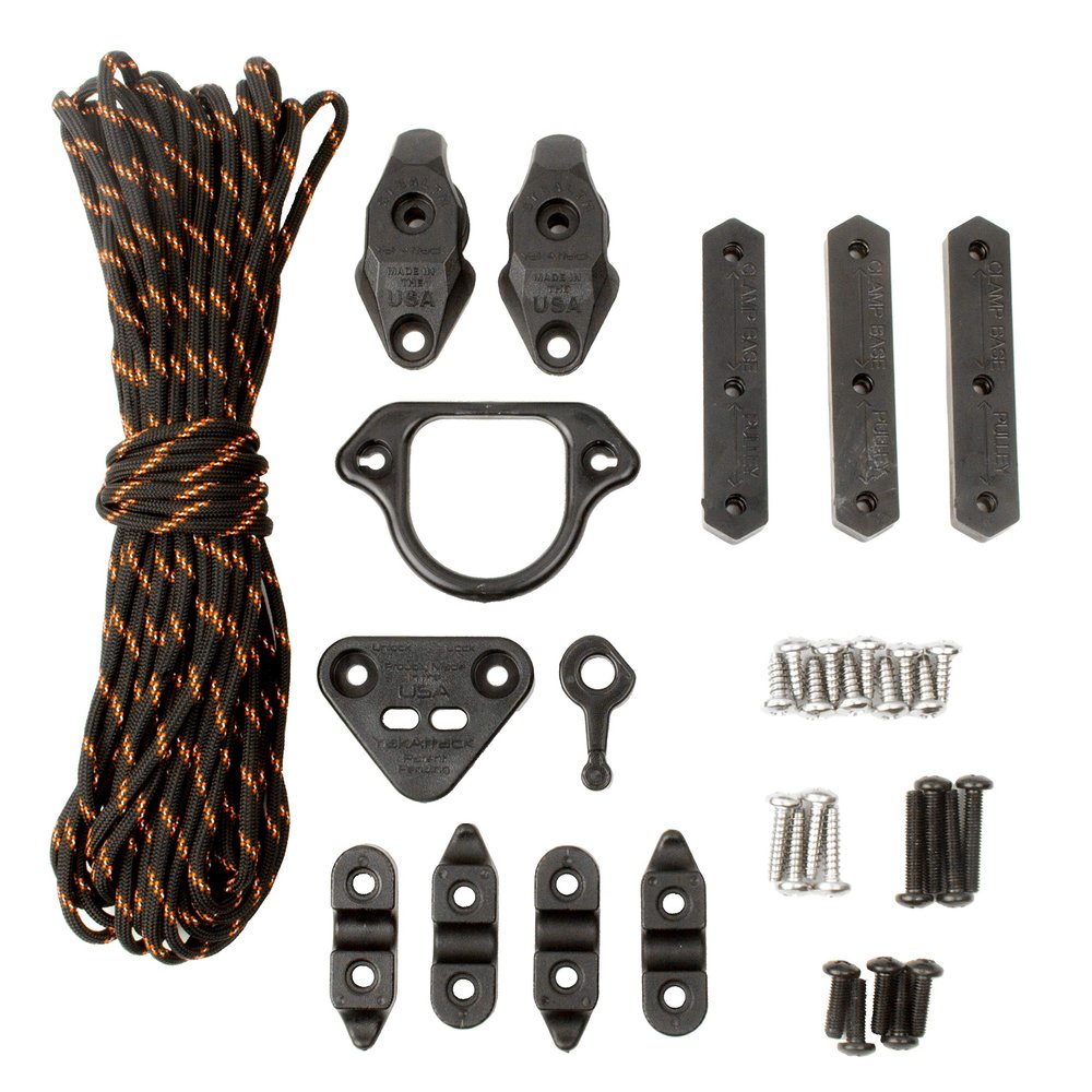 YakAttack LeverLoc Anchor Trolley HD  Heavy Duty Kayak Anchor Trolley Kit | with Stealth Pulleys, Backing Plates, PadHooks & 35 Reflective 550 Paracord | Made in USA