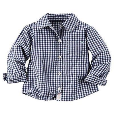 Carter's Girls Poplin Button-Down L/S Shirt, Blue (8)