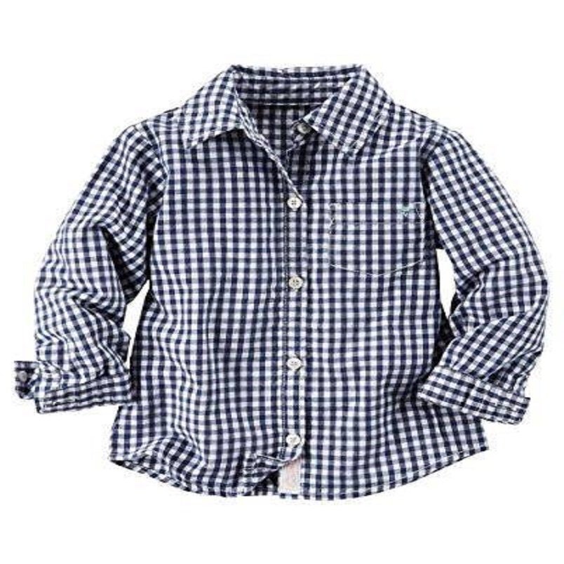 Carter's Girls Poplin Button-Down L/S Shirt, Blue (8)