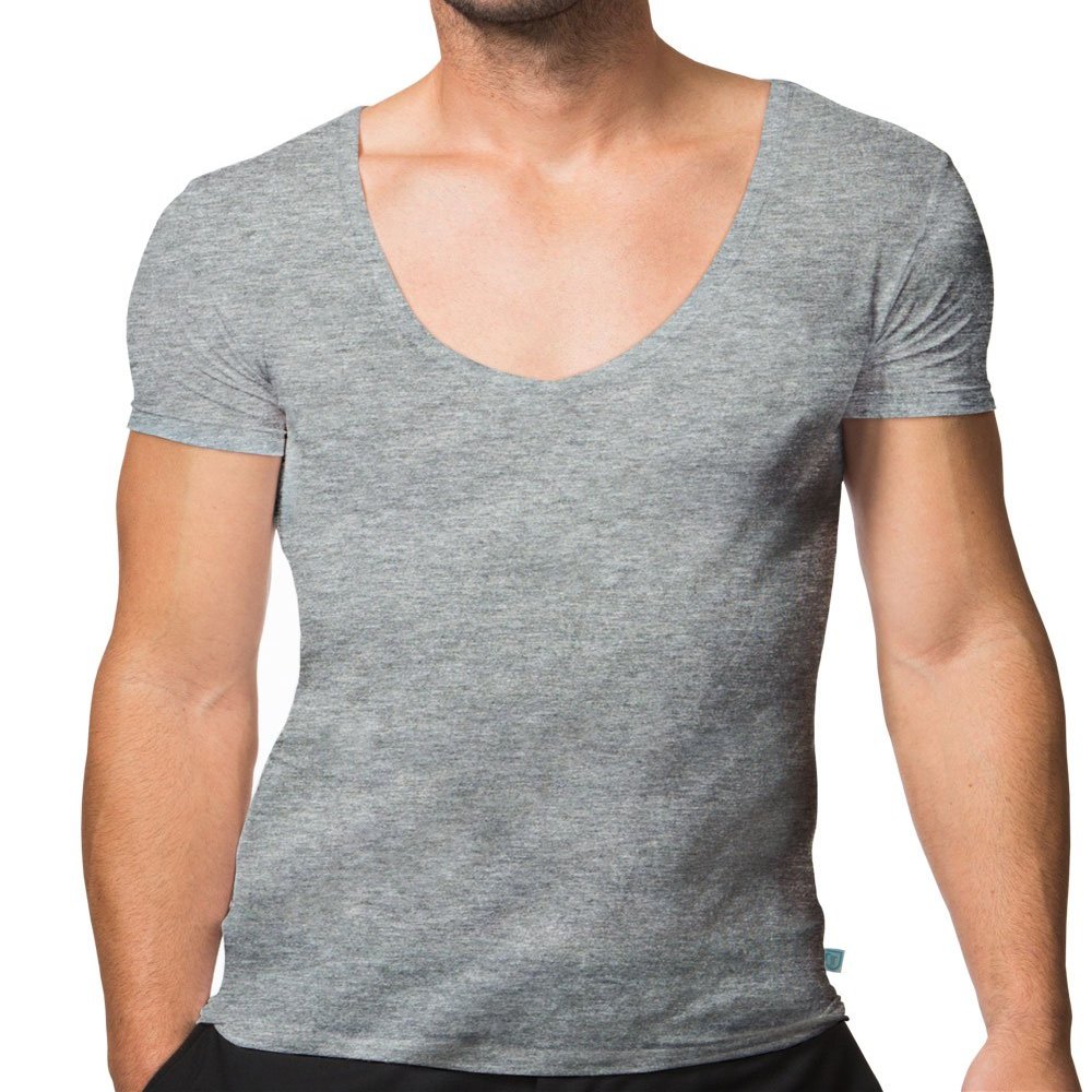Men's Modal V-Neck Invisible Undershirt Small Gray jT Modal